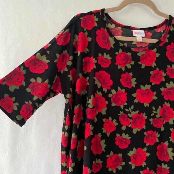 LuLa Roe XXS Simple Comfortable Red Rose Tunic - Picture 3 of 15